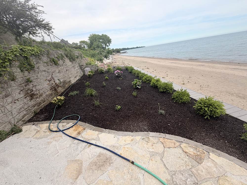Mulch bed with paver edging — Racine, WI